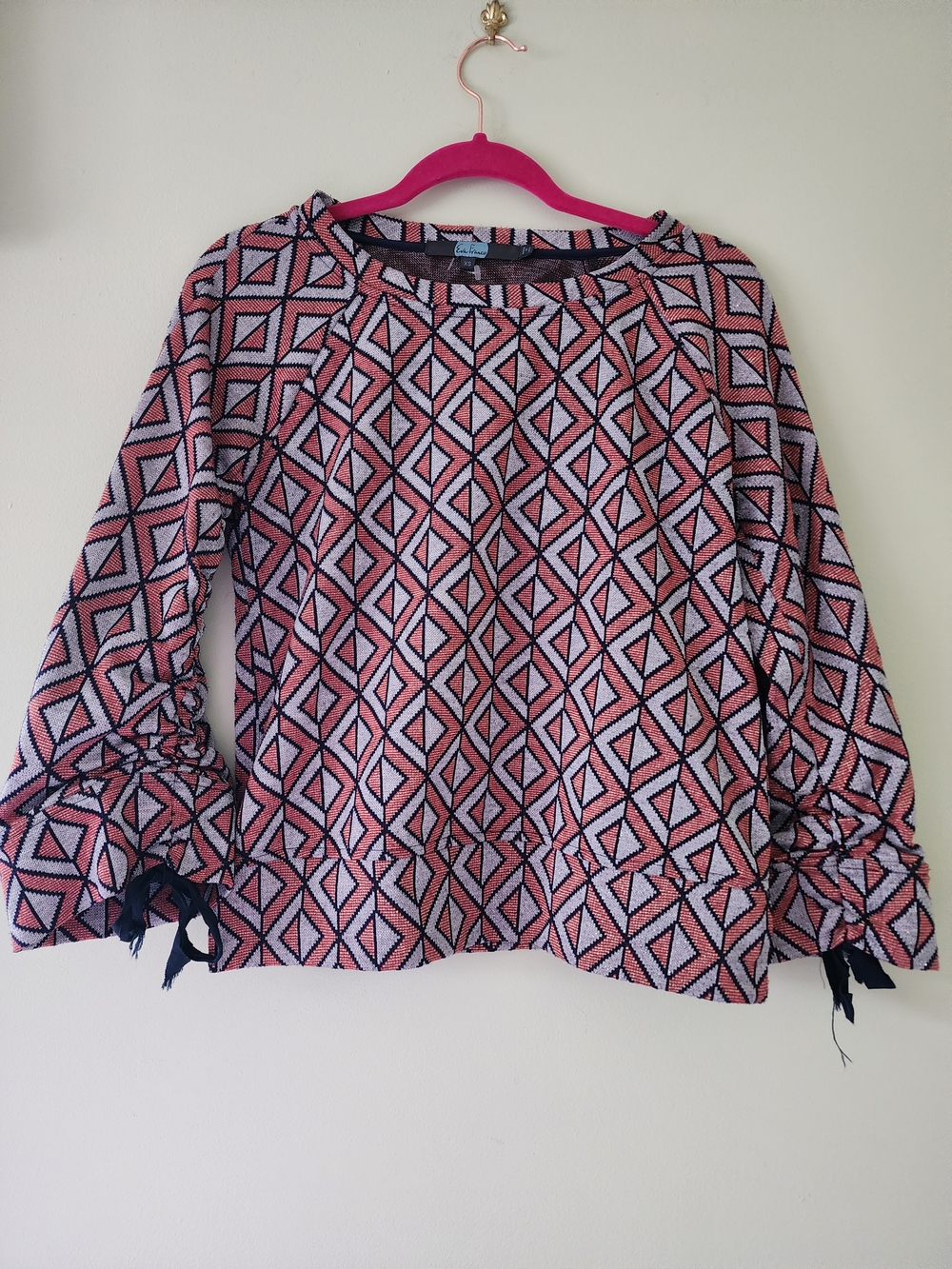 Eva Franco Pink Geometric Long-Sleeve Blouse